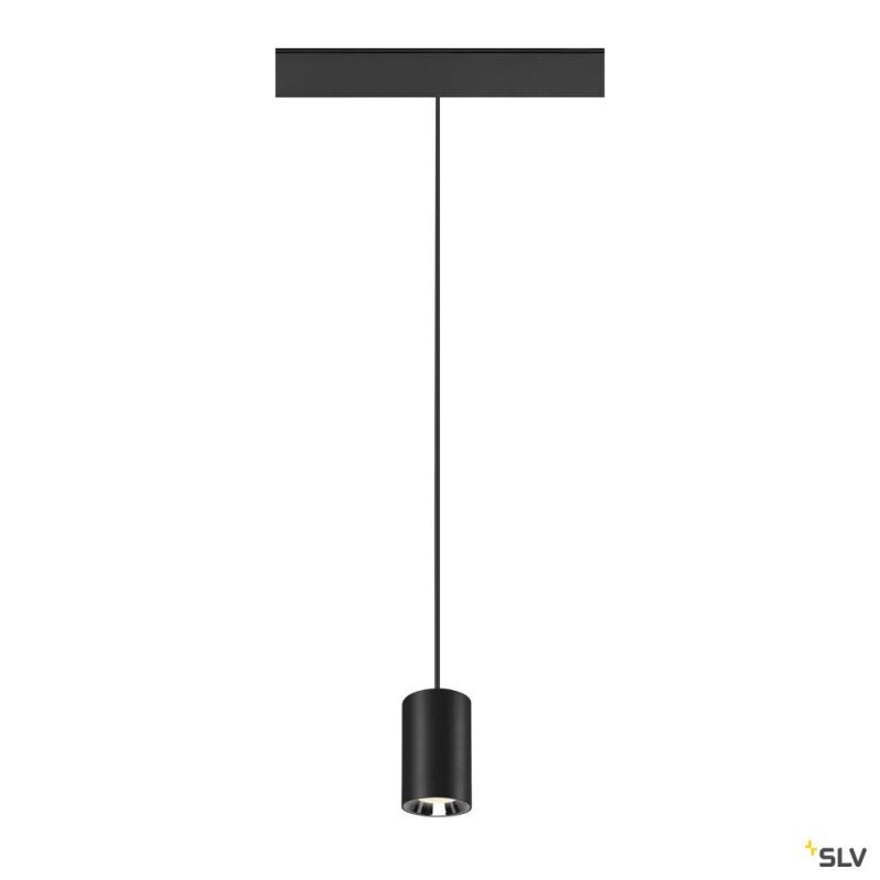 SLV 1006797 NUMINOS® XS, 48V Pendelleuchte, Pendellänge 150 cm, 4000 K, 20°, DALI 2, matt schwarz / glänzend chrom