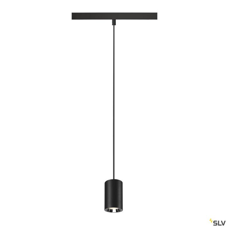 SLV 1006803 NUMINOS® XS, 48V Pendelleuchte, Pendellänge 150 cm, 4000 K, 55°, DALI 2, matt schwarz / glänzend chrom