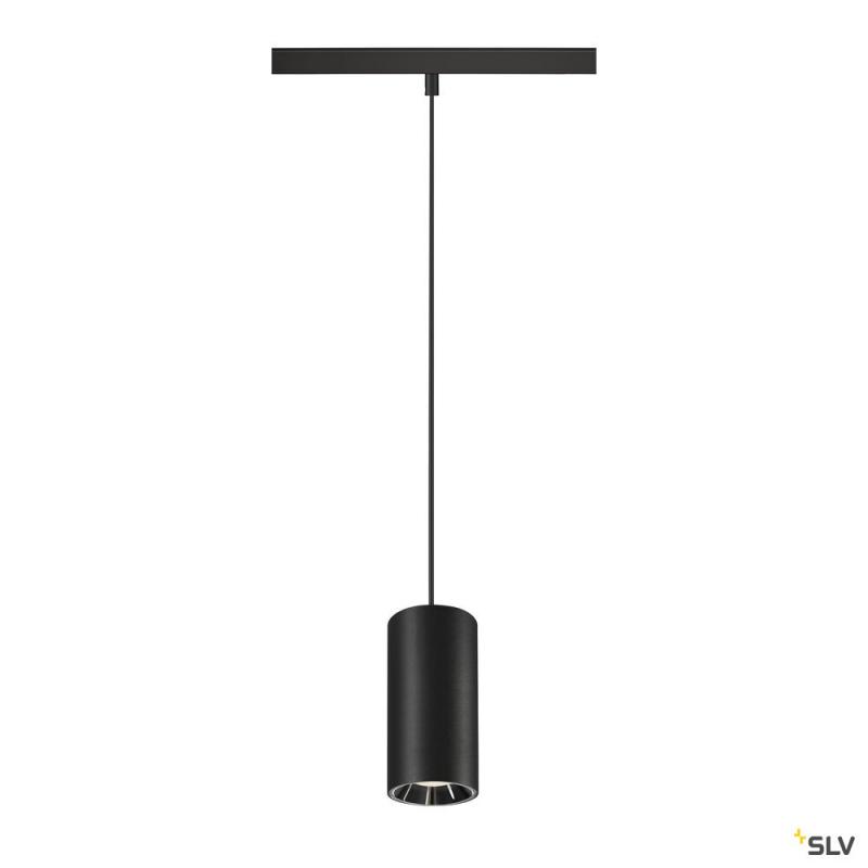 SLV 1006851 NUMINOS® S, 48V Pendelleuchte, Pendellänge 150 cm, 4000 K, 20°, DALI 2, matt schwarz / glänzend chrom