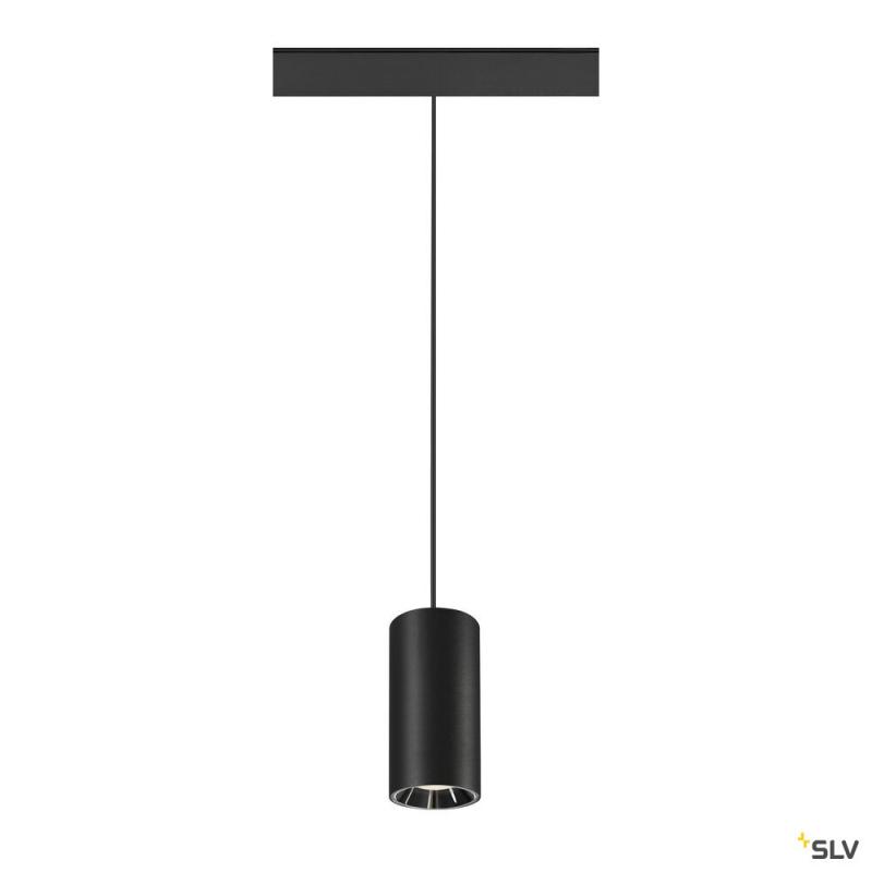 SLV 1006854 NUMINOS® S, 48V Pendelleuchte, Pendellänge 150 cm, 4000 K, 40°, DALI 2, matt schwarz / glänzend chrom