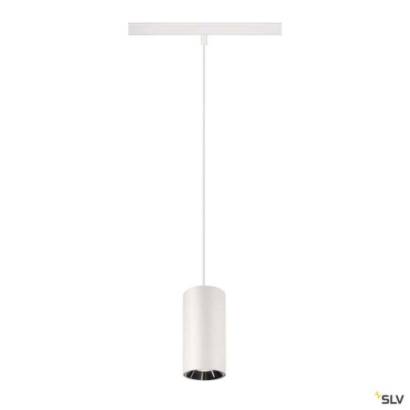 SLV 1006860 NUMINOS® S, 48V Pendelleuchte, Pendellänge 150 cm, 4000 K, 20°, DALI 2, matt weiß / glänzend chrom