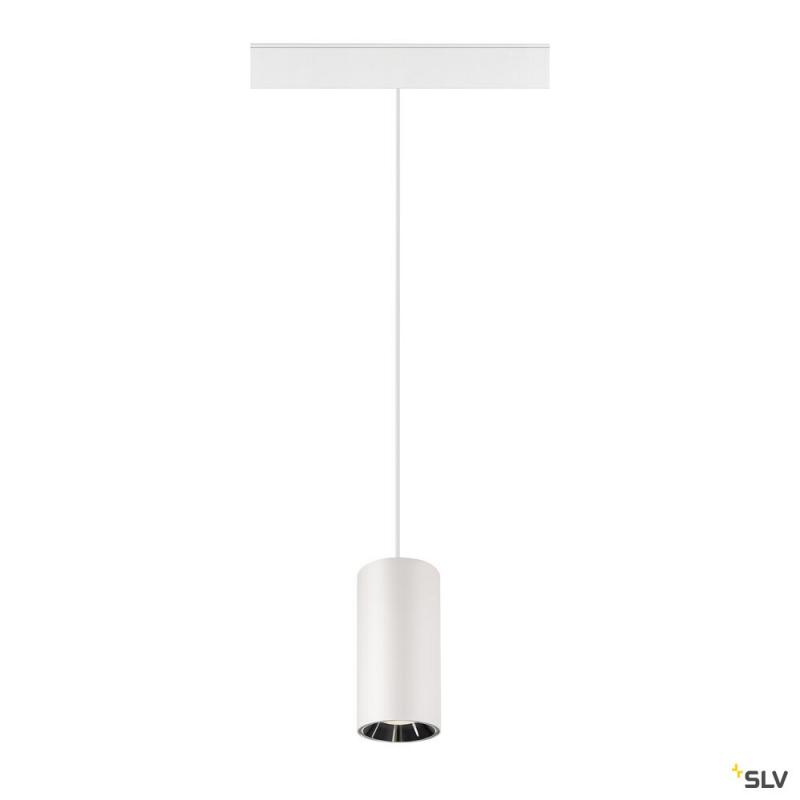 SLV 1006860 NUMINOS® S, 48V Pendelleuchte, Pendellänge 150 cm, 4000 K, 20°, DALI 2, matt weiß / glänzend chrom