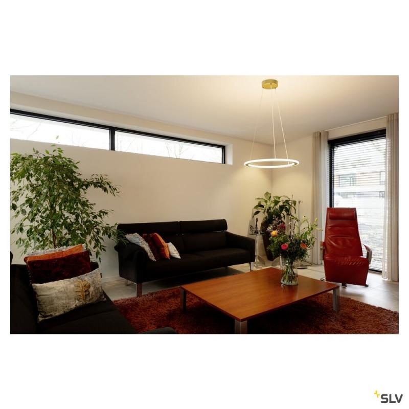 SLV 1007857 ONE FLAT PD, single, Pendelleuchte, Pendellänge 180 cm, 2700/3000 K, PHASE, messing