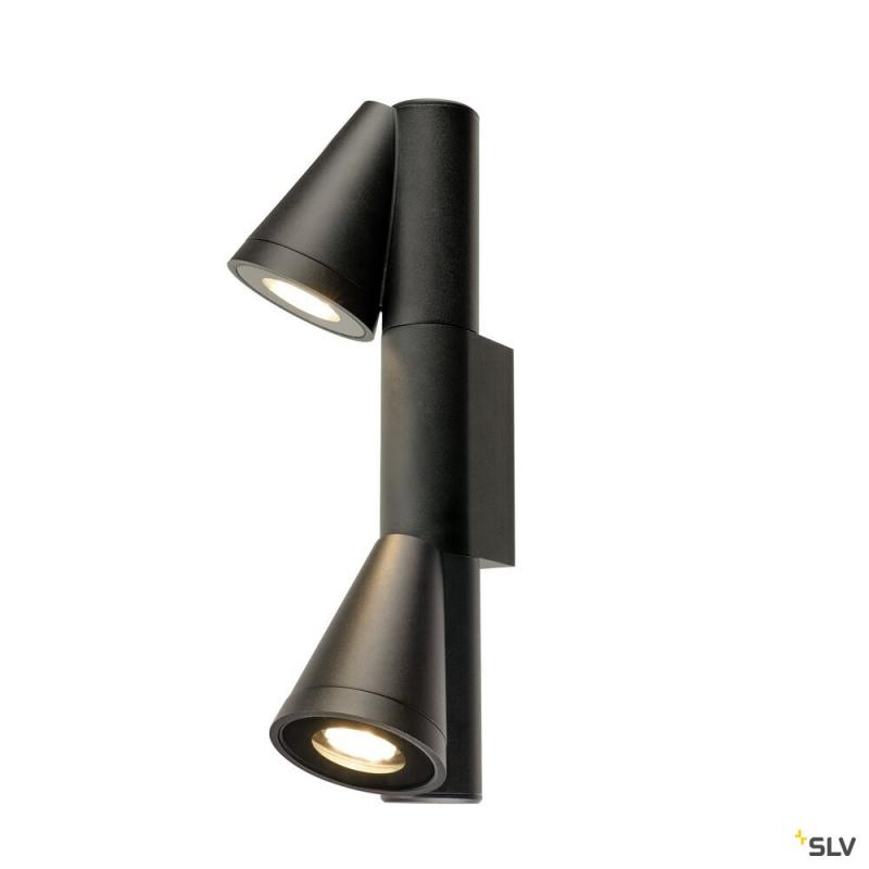 SLV 1008013 T-TUBE, Wandaufbauleuchte, GU10, double, IP44, max. 10 W, schwarz