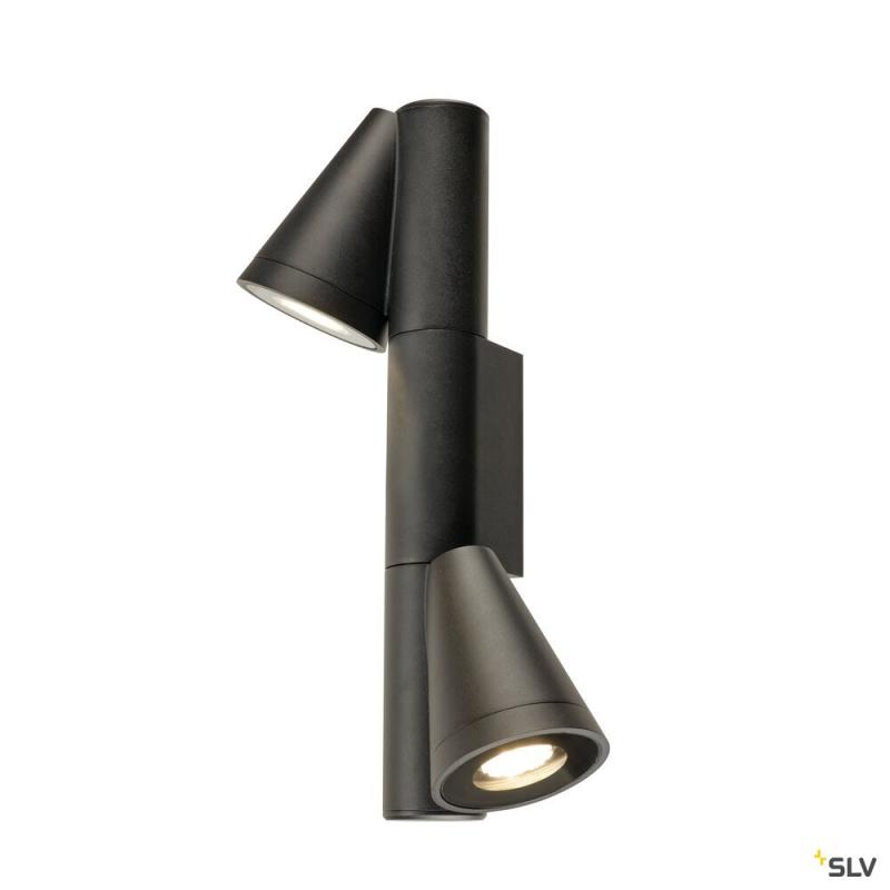 SLV 1008013 T-TUBE, Wandaufbauleuchte, GU10, double, IP44, max. 10 W, schwarz