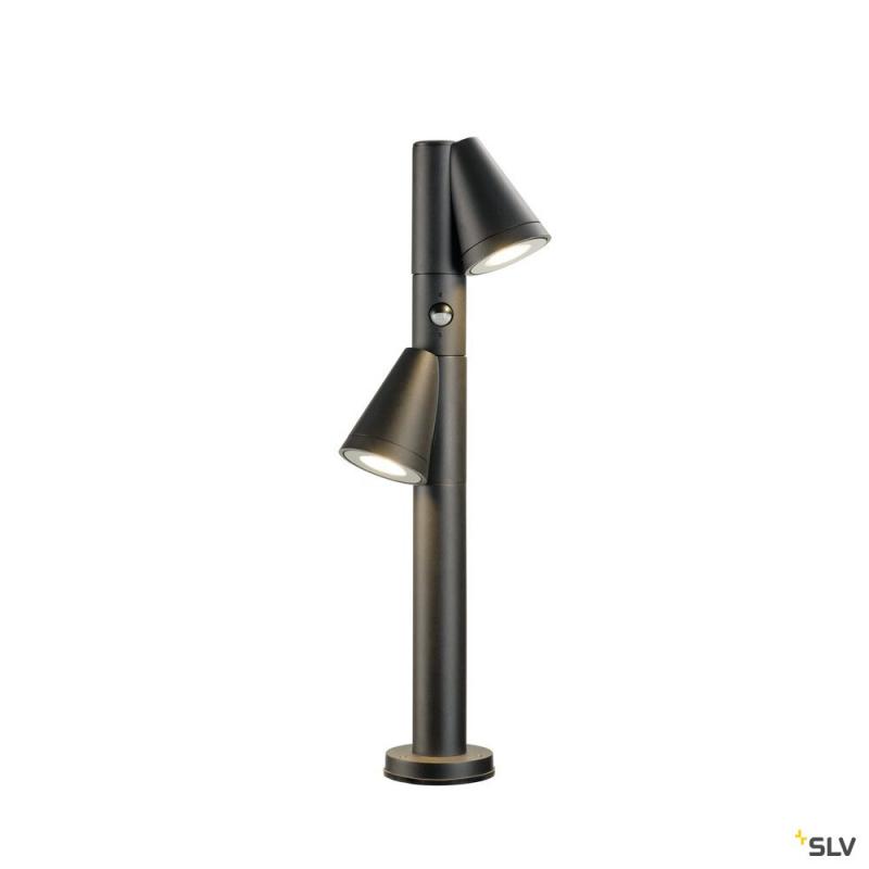 SLV 1008015 T-TUBE 70 POLE, Outdoor Stehleuchte, GU10, double, Sensor, IP44, max. 10 W, schwarz