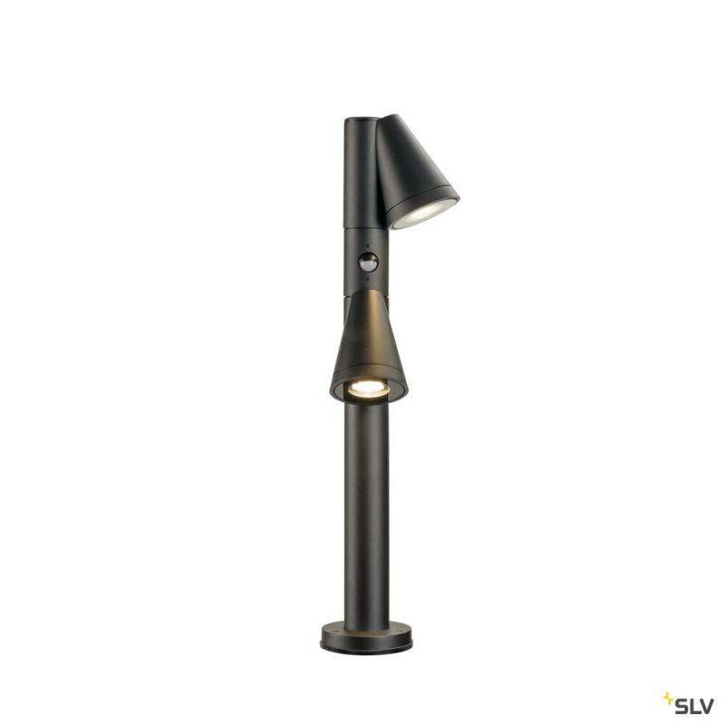 SLV 1008015 T-TUBE 70 POLE, Outdoor Stehleuchte, GU10, double, Sensor, IP44, max. 10 W, schwarz