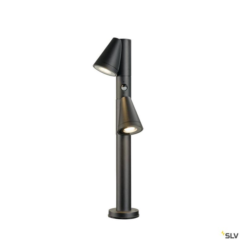 SLV 1008015 T-TUBE 70 POLE, Outdoor Stehleuchte, GU10, double, Sensor, IP44, max. 10 W, schwarz