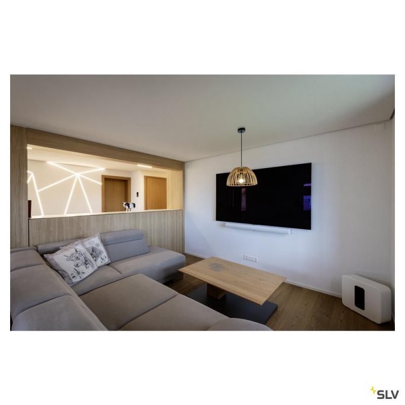 SLV 1008045 WUD, Pendelleuchte, E27, half round, offenes Kabelende, 1 x max. 60 W, schwarz