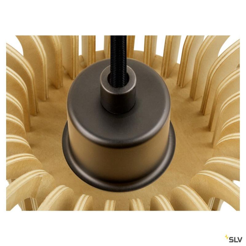 SLV 1008045 WUD, Pendelleuchte, E27, half round, offenes Kabelende, 1 x max. 60 W, schwarz