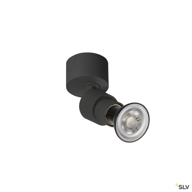 SLV 1008229 PURI 2.0 Basic, Wand- und Deckenaufbauleuchte, rund, 1x max. 6 W GU10, schwarz