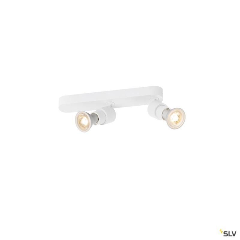 SLV 1008232 PURI 2.0 Basic, Wand- und Deckenaufbauleuchte, asymmetrisch, rund, 2 x max. 6 W GU10, weiß