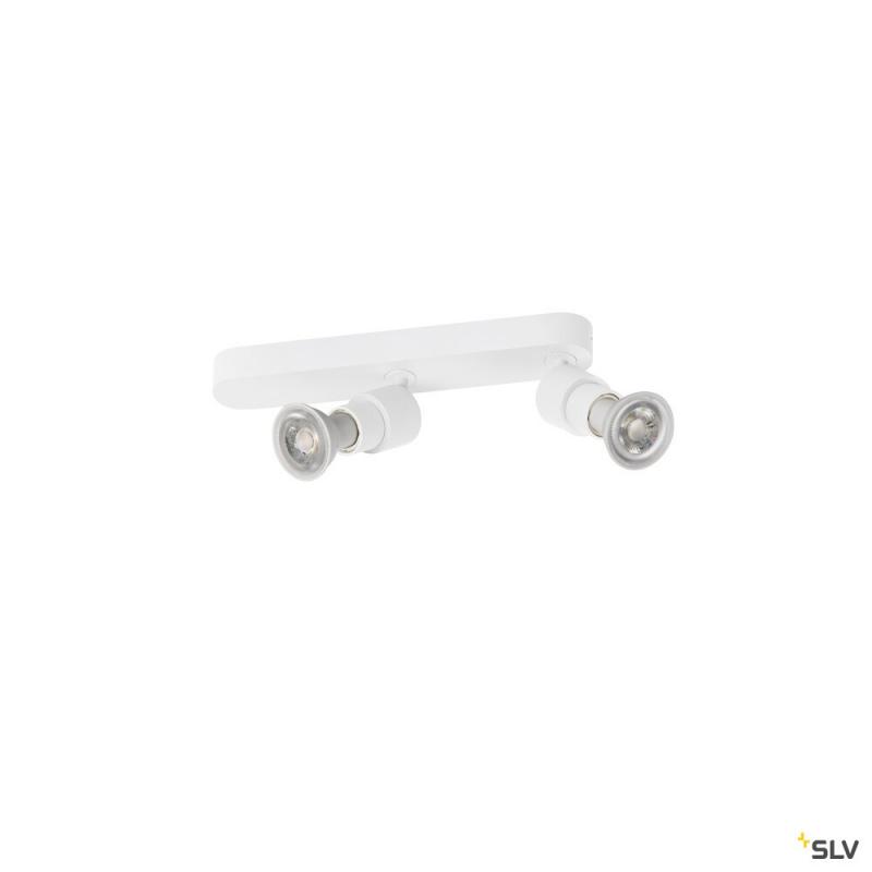 SLV 1008232 PURI 2.0 Basic, Wand- und Deckenaufbauleuchte, asymmetrisch, rund, 2 x max. 6 W GU10, weiß