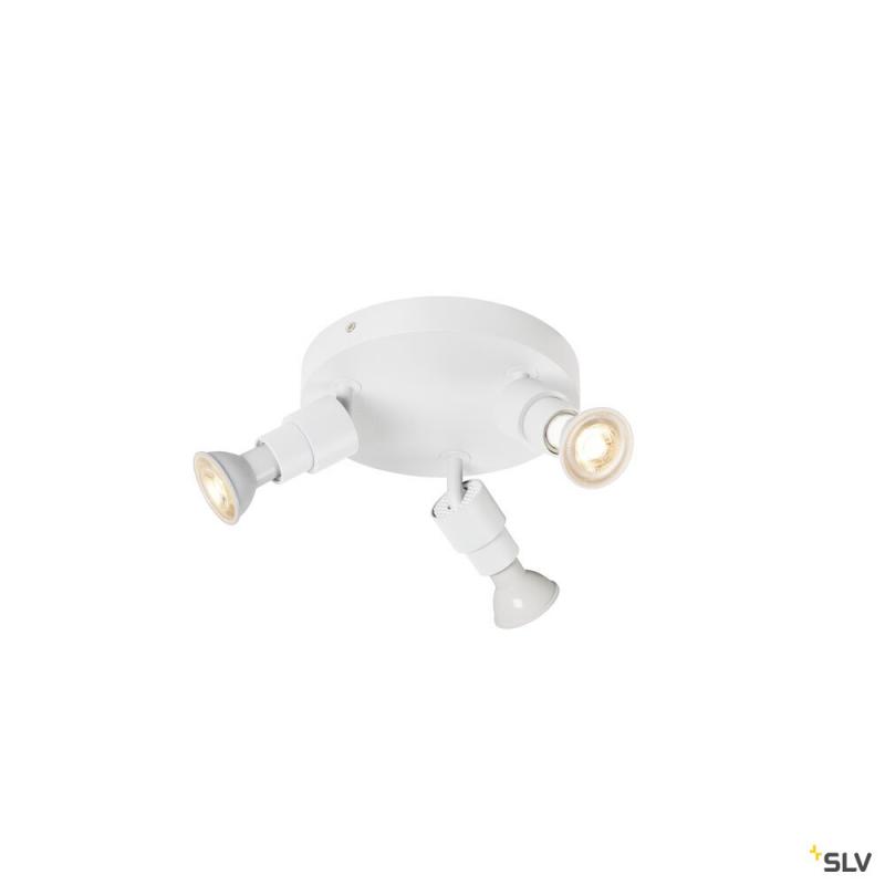 SLV 1008236 PURI 2.0 Basic, Wand- und Deckenaufbauleuchte, rund, 3 x max. 6 W GU10, weiß