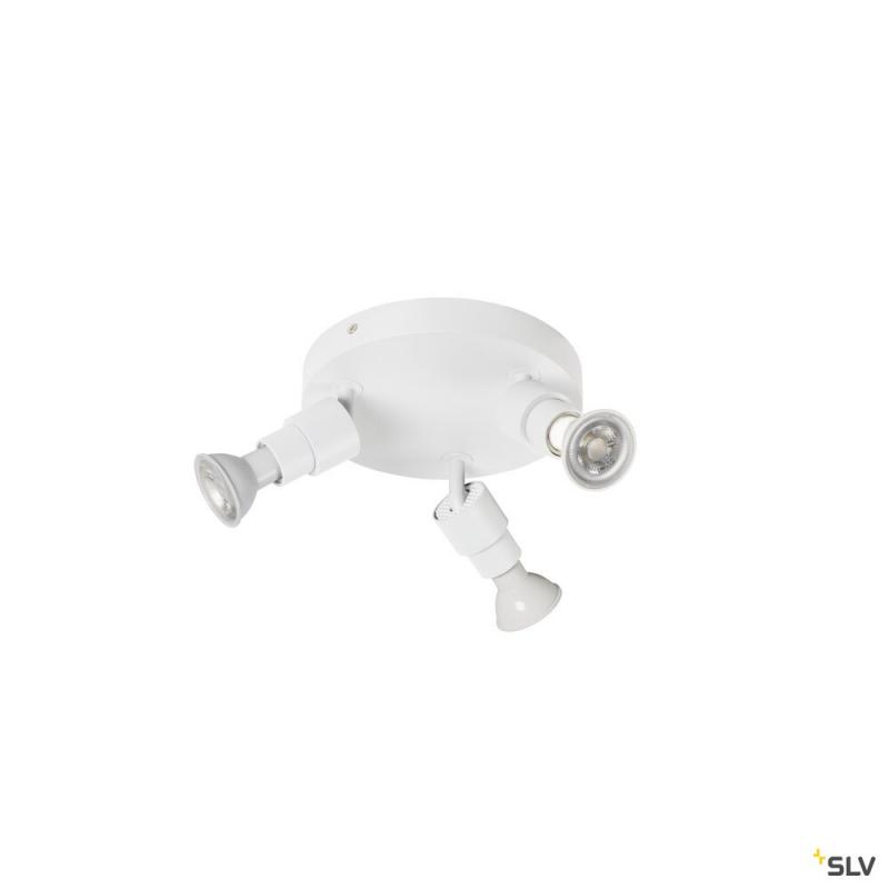 SLV 1008236 PURI 2.0 Basic, Wand- und Deckenaufbauleuchte, rund, 3 x max. 6 W GU10, weiß