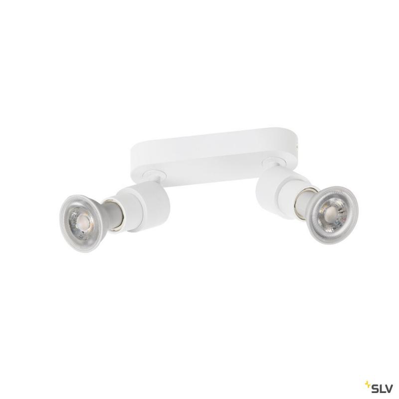 SLV 1008240 PURI 2.0 Basic, Wand- und Deckenaufbauleuchte, 2 x max. 6 W GU10, weiß