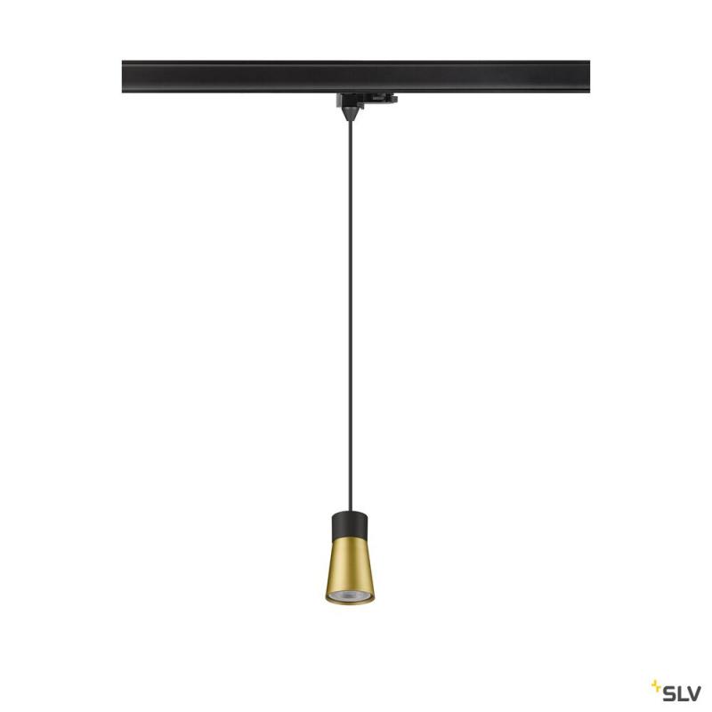 SLV 1008279 PURI 2.0 Cone, 3~ Pendelleuchte, GU10, Pendellänge 200 cm, 1x max. 6 W, schwarz / gold