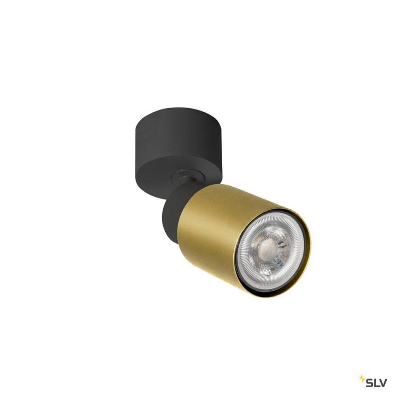 SLV 1008285 PURI 2.0 Tube, Wand- und Deckenaufbauleuchte, 1x max. 6 W GU10, schwarz / gold