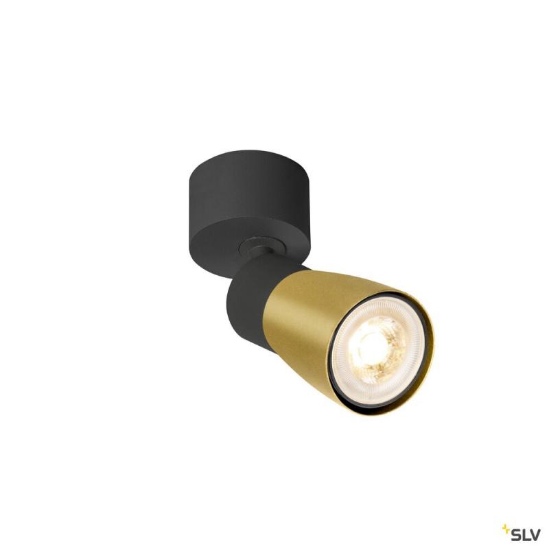 SLV 1008293 PURI 2.0 Dome, Wand- und Deckenaufbauleuchte, 1x max. 6 W GU10, schwarz / gold