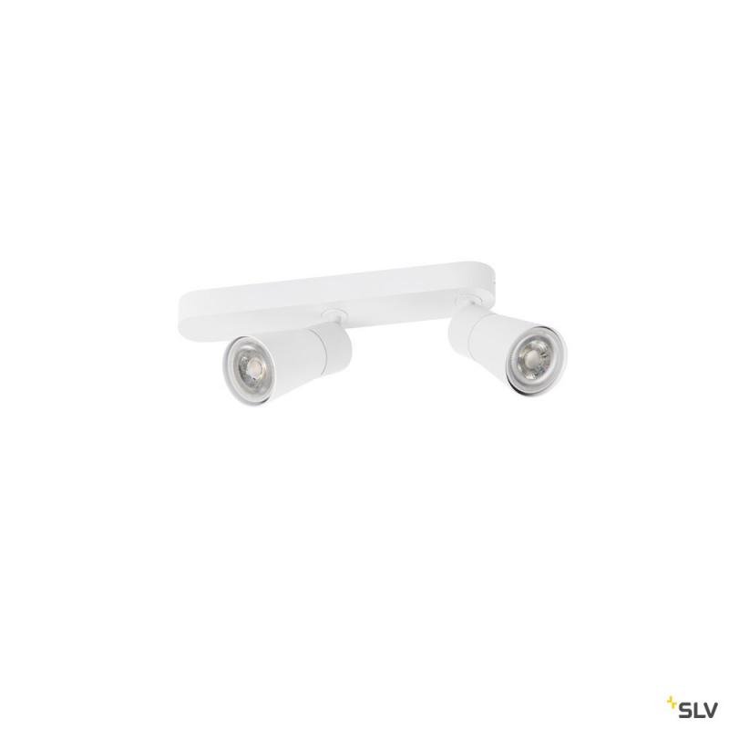 SLV 1008314 PURI 2.0 Cone, Wand- und Deckenaufbauleuchte, asymmetrisch, 2 x max. 6 W GU10, weiß