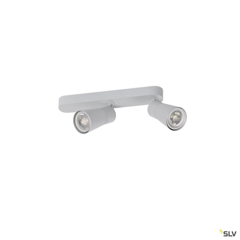 SLV 1008315 PURI 2.0 Cone, Wand- und Deckenaufbauleuchte, asymmetrisch, 2 x max. 6 W GU10, grau