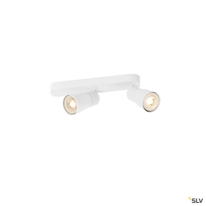 SLV 1008318 PURI 2.0 Dome, Wand- und Deckenaufbauleuchte, asymmetrisch, 2 x max. 6 W GU10, weiß