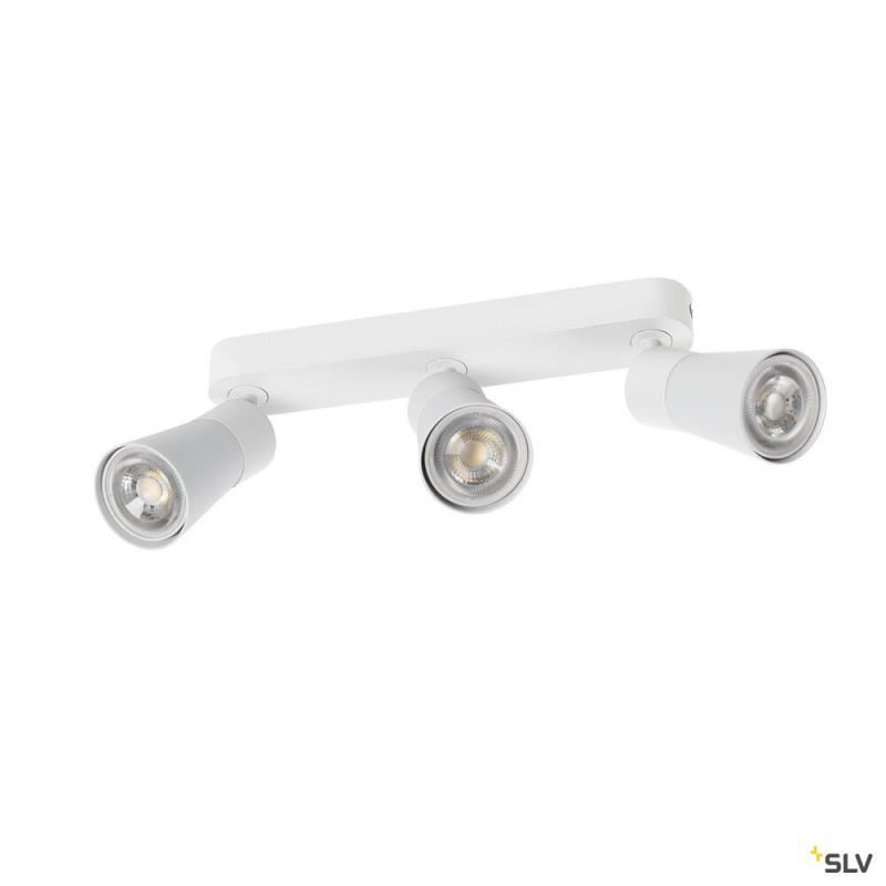 SLV 1008326 PURI 2.0 Cone, Wand- und Deckenaufbauleuchte, long, 3 x max. 6 W GU10, weiß