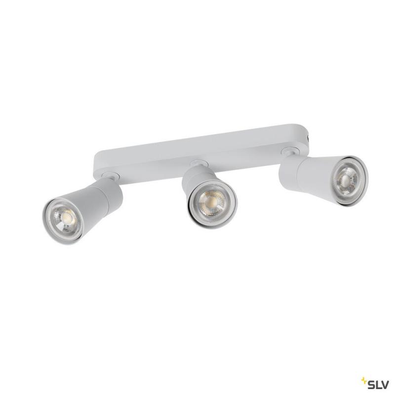 SLV 1008327 PURI 2.0 Cone, Wand- und Deckenaufbauleuchte, long, 3 x max. 6 W GU10, grau