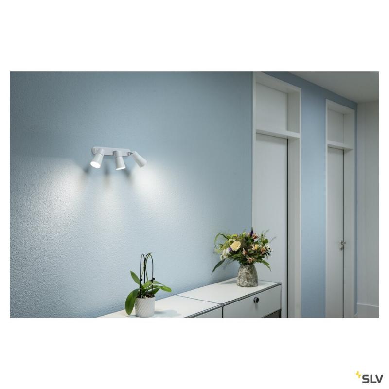 SLV 1008330 PURI 2.0 Dome, Wand- und Deckenaufbauleuchte, long, 3 x max. 6 W GU10, weiß