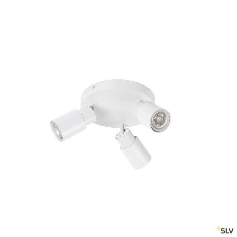 SLV 1008334 PURI 2.0 Tube, Wand- und Deckenaufbauleuchte, rund, 3 x max. 6 W GU10, weiß