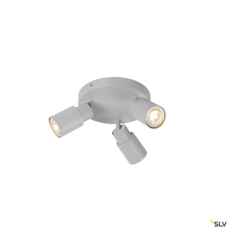SLV 1008335 PURI 2.0 Tube, Wand- und Deckenaufbauleuchte, rund, 3 x max. 6 W GU10, grau