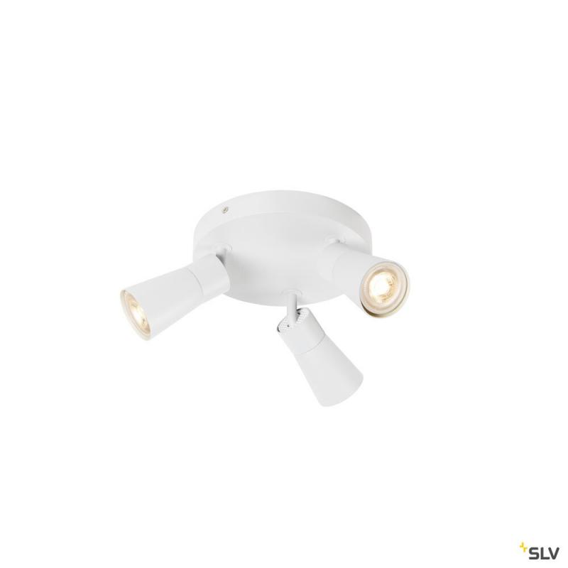 SLV 1008338 PURI 2.0 Cone, Wand- und Deckenaufbauleuchte, rund, 3 x max. 6 W GU10, weiß