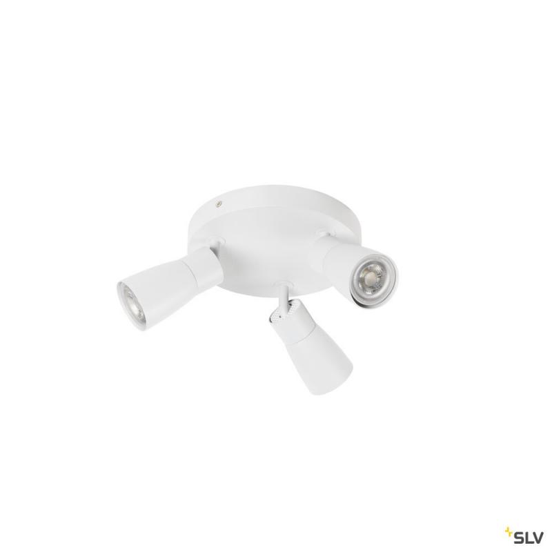 SLV 1008342 PURI 2.0 Dome, Wand- und Deckenaufbauleuchte, rund, 3 x max. 6 W GU10, weiß