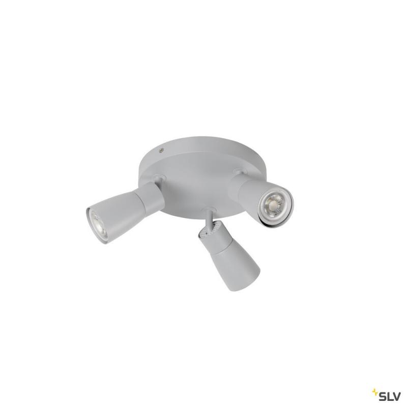 SLV 1008343 PURI 2.0 Dome, Wand- und Deckenaufbauleuchte, rund, 3 x max. 6 W GU10, grau