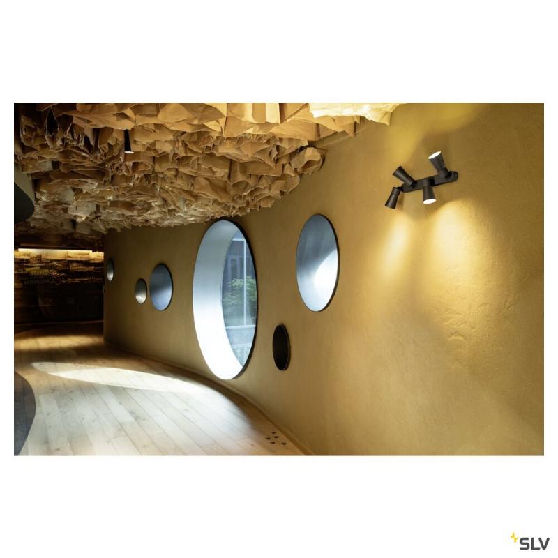 SLV 1008348 PURI 2.0 Cone, Wand- und Deckenaufbauleuchte, long, 4 x max. 6 W GU10, schwarz