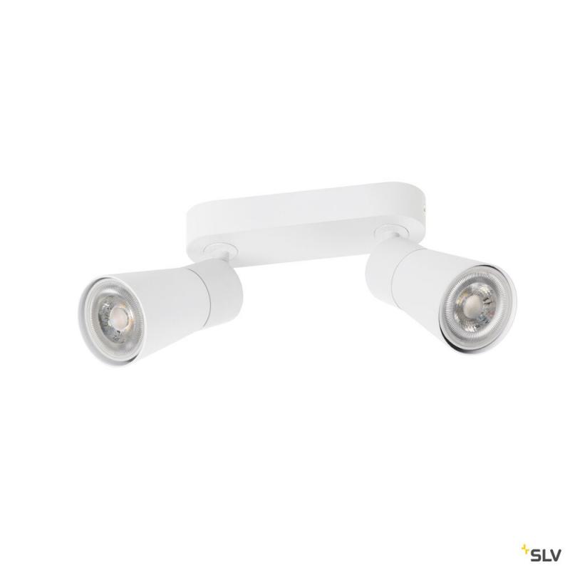 SLV 1008367 PURI 2.0 Cone, Wand- und Deckenaufbauleuchte, long, 2 x max. 6 W GU10, weiß