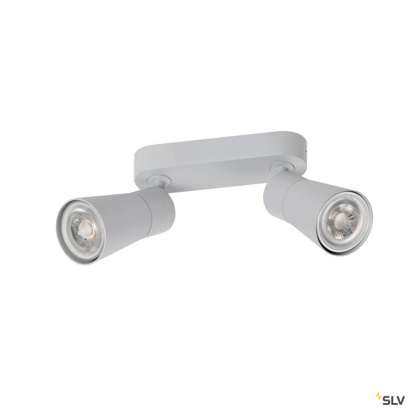 SLV 1008368 PURI 2.0 Cone, Wand- und Deckenaufbauleuchte, long, 2 x max. 6 W GU10, grau