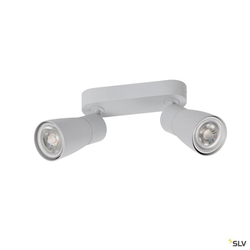 SLV 1008372 PURI 2.0 Dome, Wand- und Deckenaufbauleuchte, long, 2 x max. 6 W GU10, grau