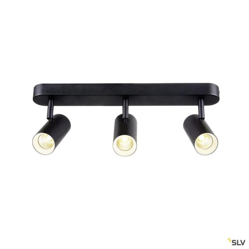SLV 1008708 NOBLO®, Wand- und Deckenaufbauleuchte, triple, rund, 2000-3000 K, 22 W, Dim-to-Warm, PHASE, 36°, schwarz
