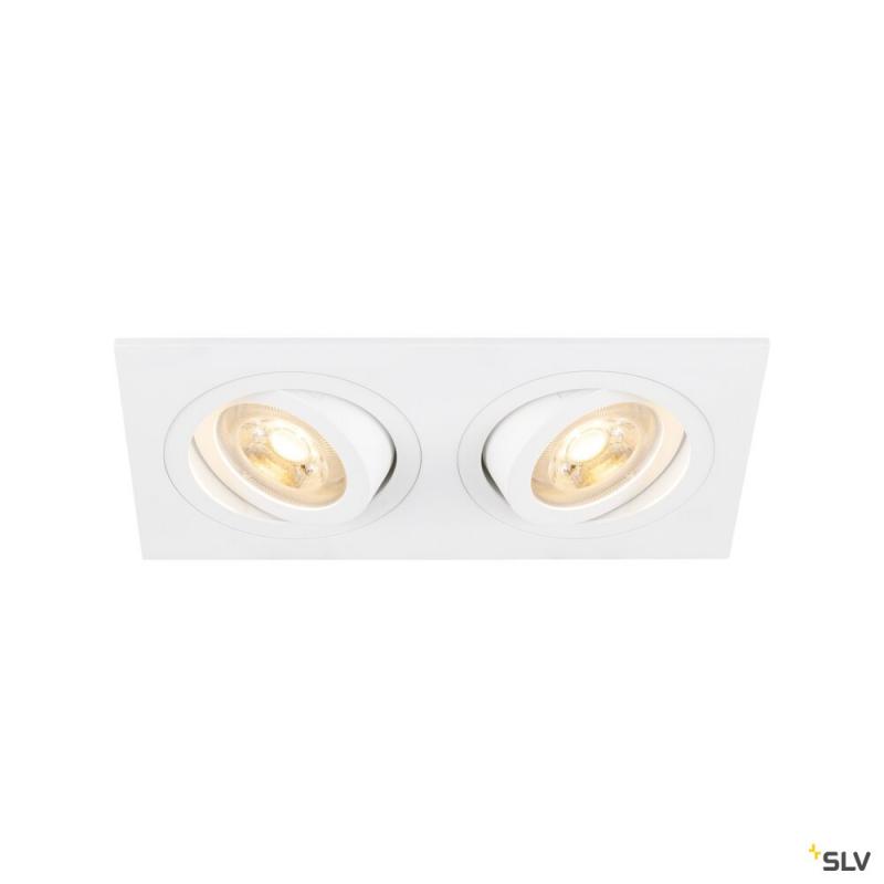 SLV 1008509 NEW TRIA® 155, Deckeneinbauleuchte, quadratisch, 2 x GU10, zweiflammig, weiß