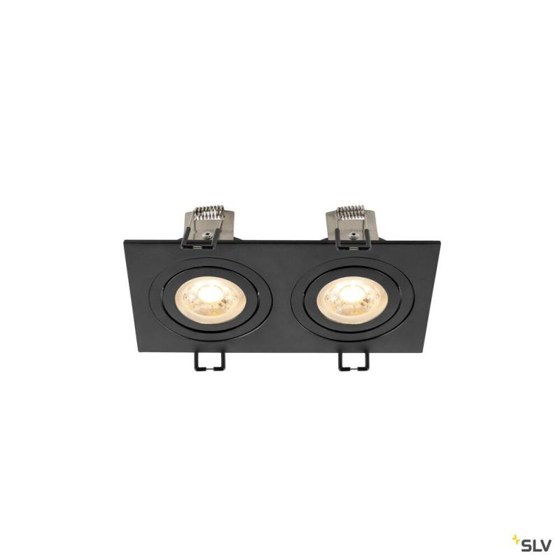SLV 1008510 NEW TRIA® 155, Deckeneinbauleuchte, quadratisch, 2 x GU10, zweiflammig, schwarz
