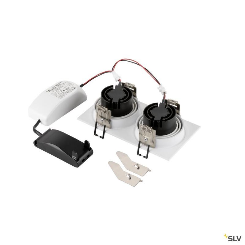 SLV 1008511 NEW TRIA® 155, Deckeneinbauleuchte, quadratisch, 2700 K, zweiflammig, PHASE, 38°, weiß