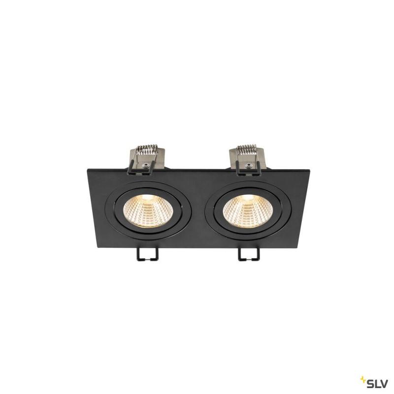 SLV 1008512 NEW TRIA® 155, Deckeneinbauleuchte, quadratisch, 2700 K, zweiflammig, PHASE, 38°, schwarz