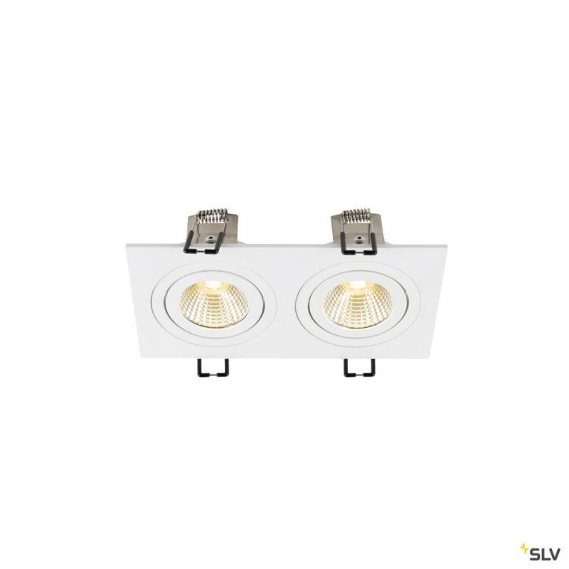 SLV 1008513 NEW TRIA® 155, Deckeneinbauleuchte, quadratisch, 3000 K, zweiflammig, PHASE, 38°, weiß