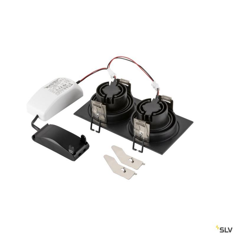 SLV 1008514 NEW TRIA® 155, Deckeneinbauleuchte, quadratisch, 3000 K, zweiflammig, PHASE, 38°, schwarz