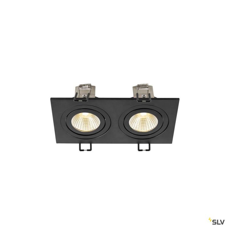SLV 1008514 NEW TRIA® 155, Deckeneinbauleuchte, quadratisch, 3000 K, zweiflammig, PHASE, 38°, schwarz