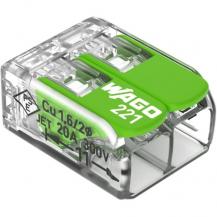 WAGO 221-422 Verbindungsklemme mit Hebeln 2-polig 0,14–4 mm² transparent