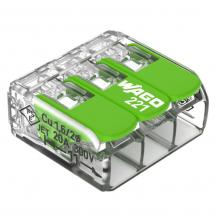 WAGO 221-423 Verbindungsklemme mit Hebeln 3-polig 0,14–4 mm² transparent
