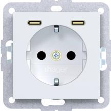 Hager Stkd SCHUKO USB-C 2f 20W A.x/C.x lw ma