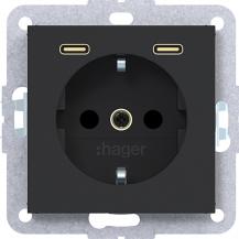 Hager Stkd SCHUKO USB-C 2f 20W A.x/C.x sch ma